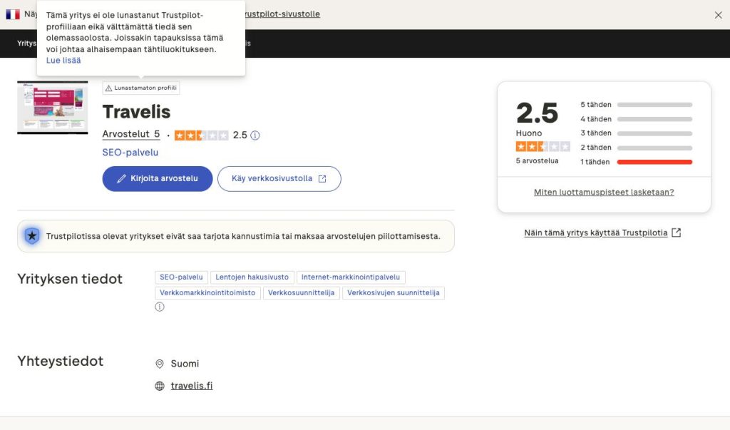 Travelis trustpilot