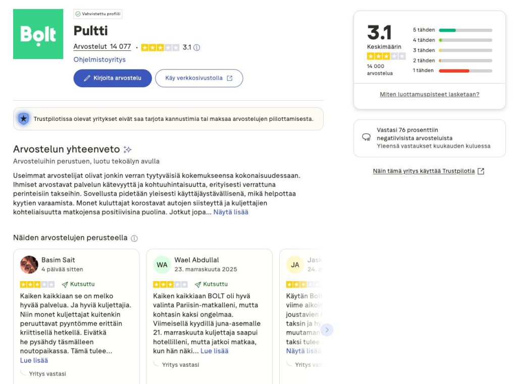 bolt trustpilot