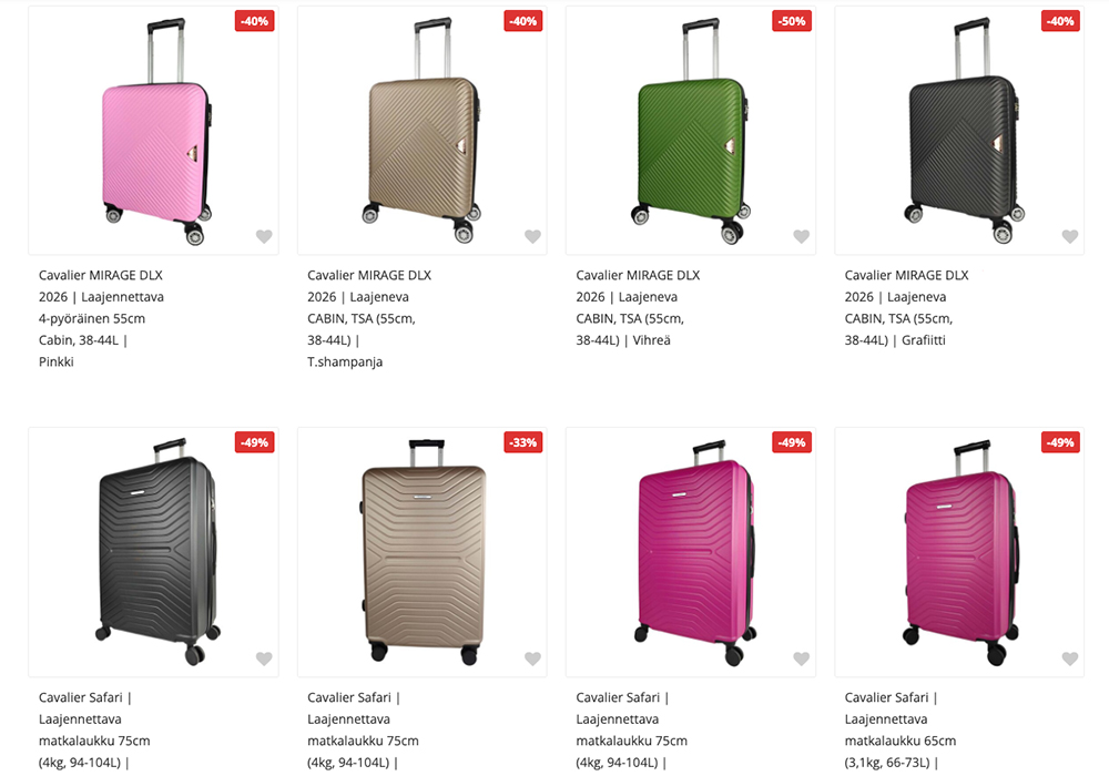 Cavalier-matkalaukkujen kokemuksia